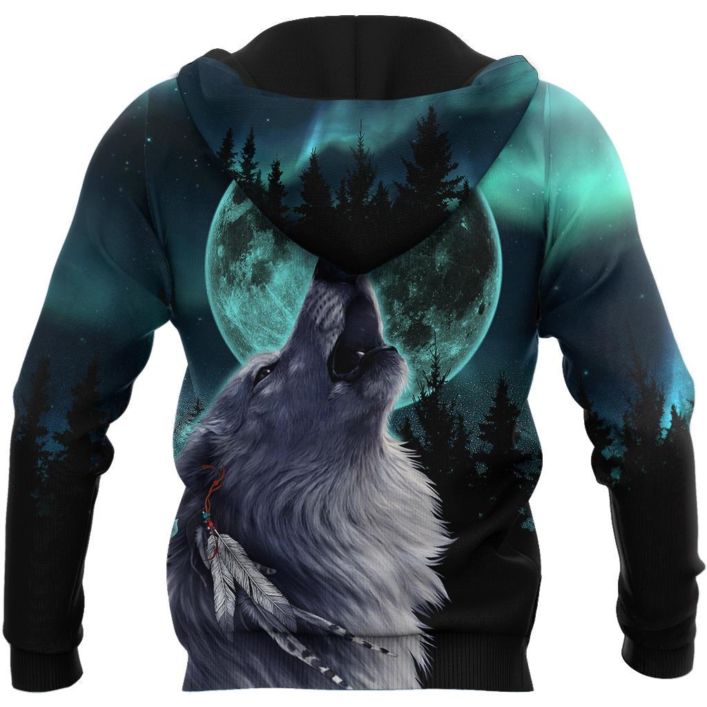 Wolf and Moon 3D Over Printed Hoodie for Men and Women-ML