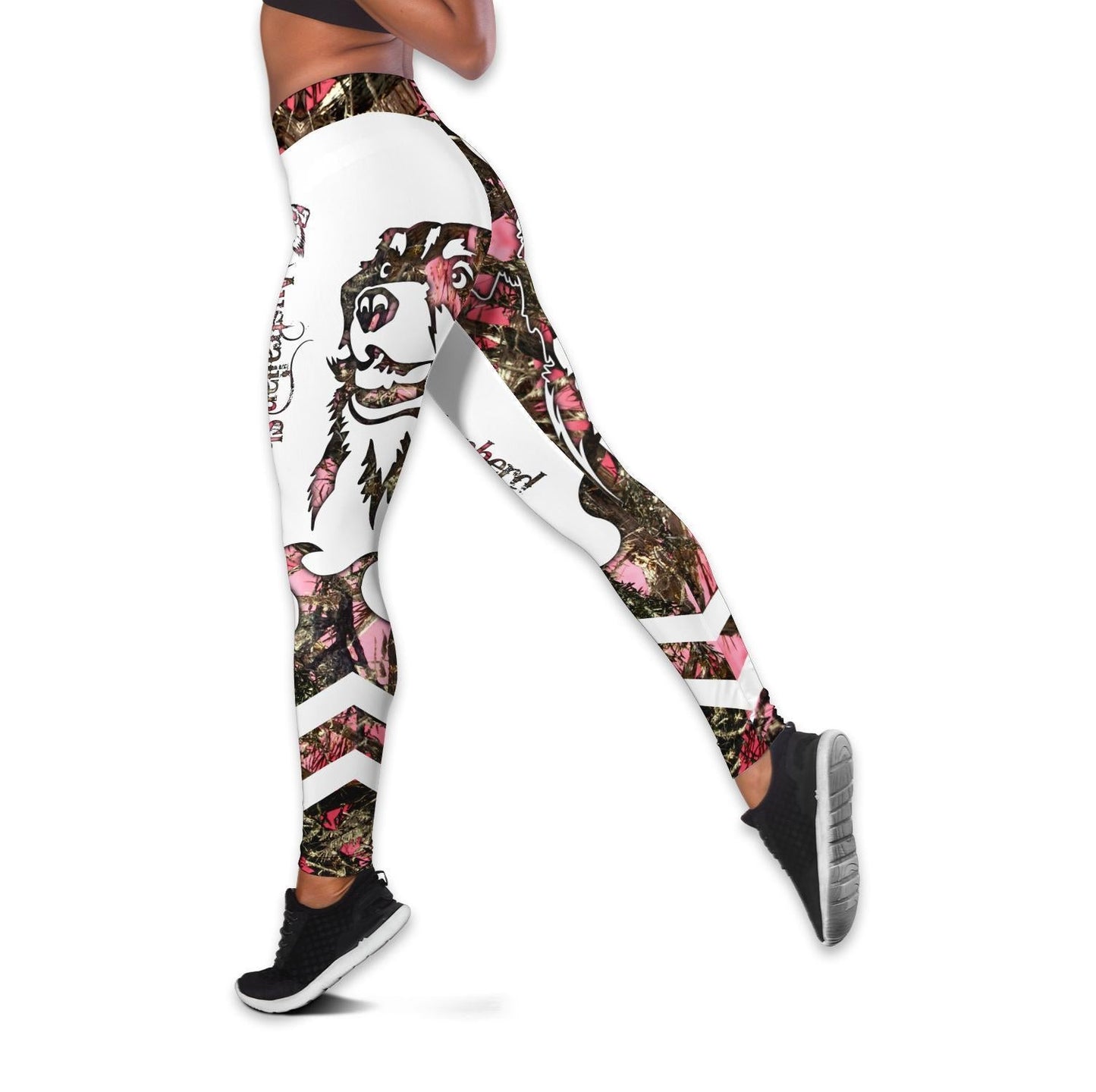 Australian Shepherd Dog tattoos combo outfit legging + hollow tank for women PL