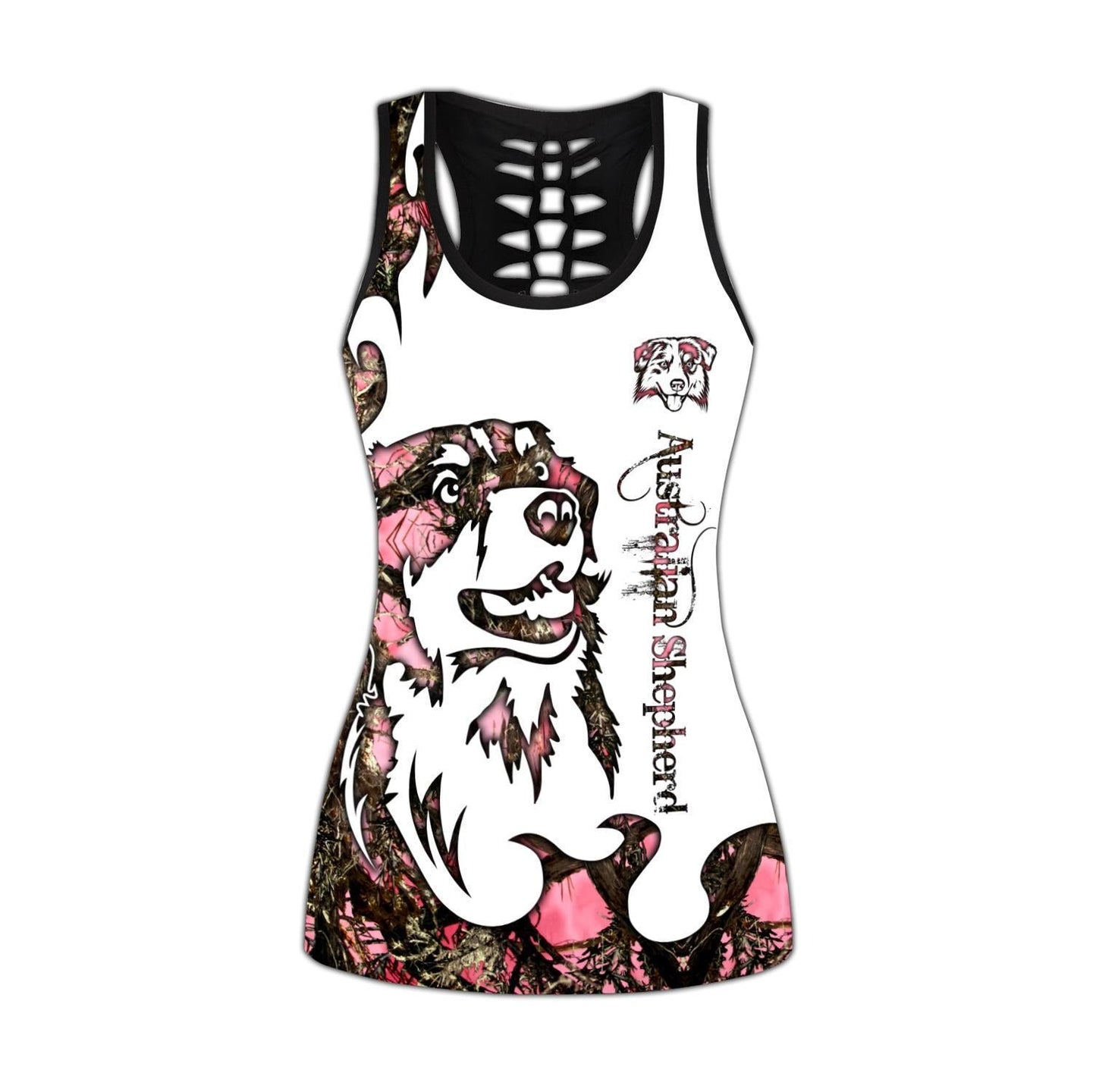 Australian Shepherd Dog tattoos combo outfit legging + hollow tank for women PL