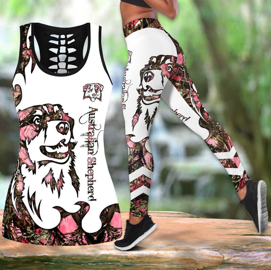 Australian Shepherd Dog tattoos combo outfit legging + hollow tank for women PL