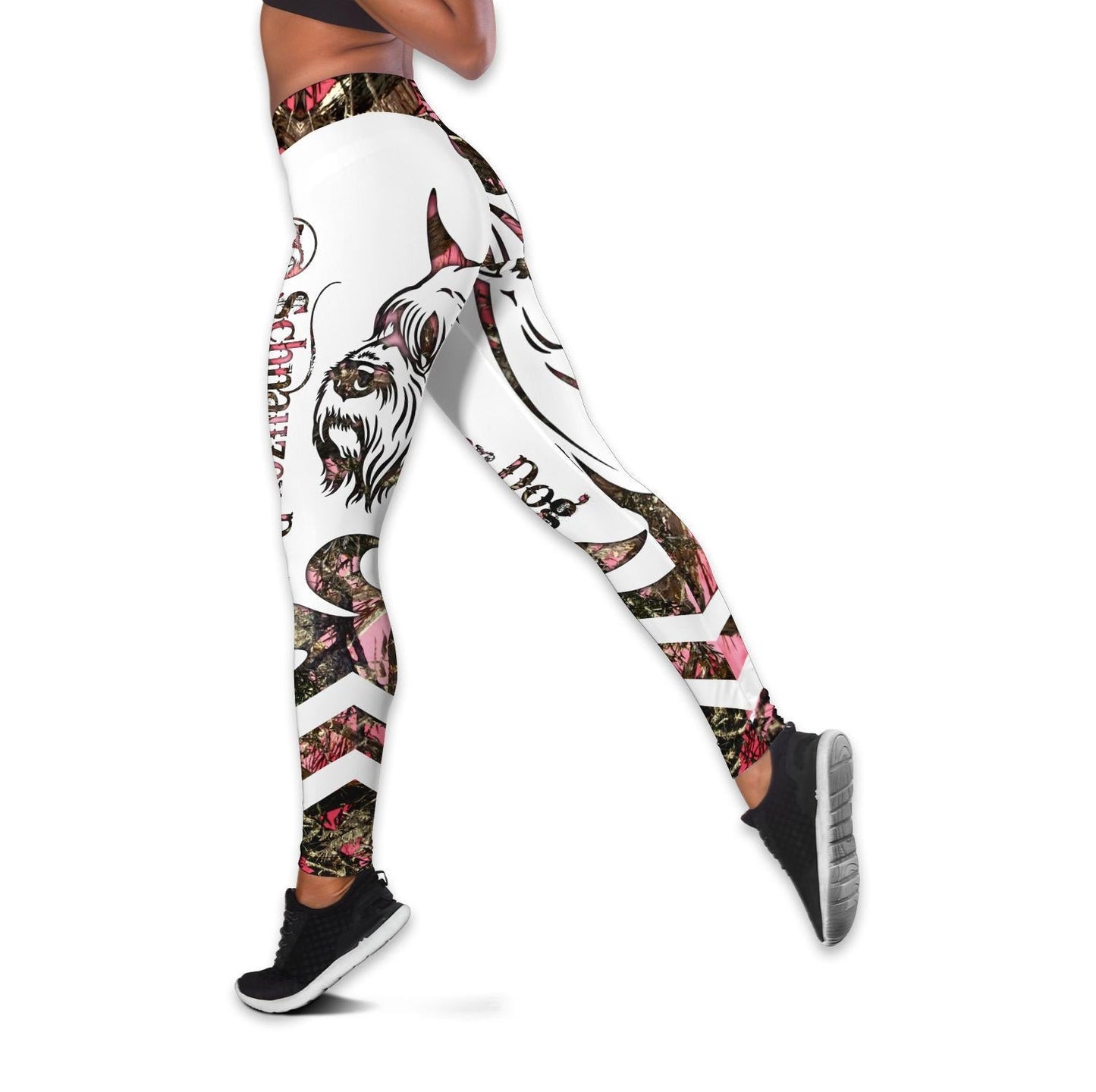 Schnauzer Dog tattoos combo outfit legging + hollow tank for women PL