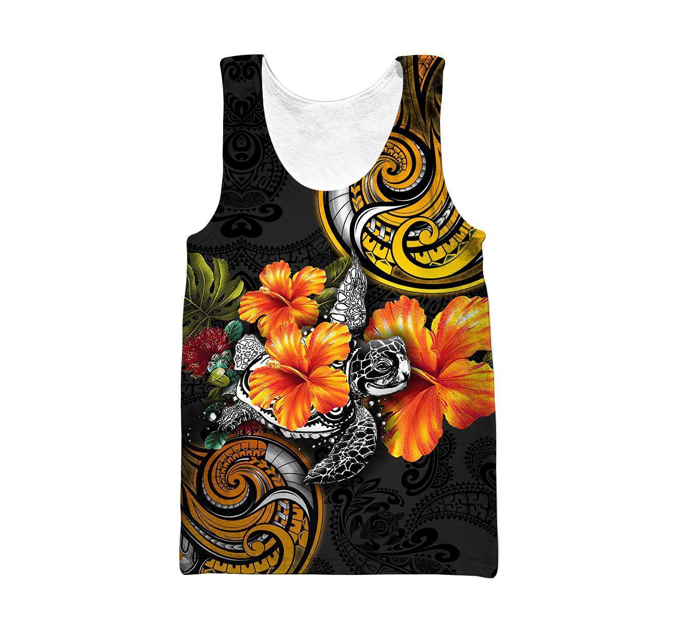 Amazing Polynesian Turtle Hibiscus Hoodie for Men and Women ML