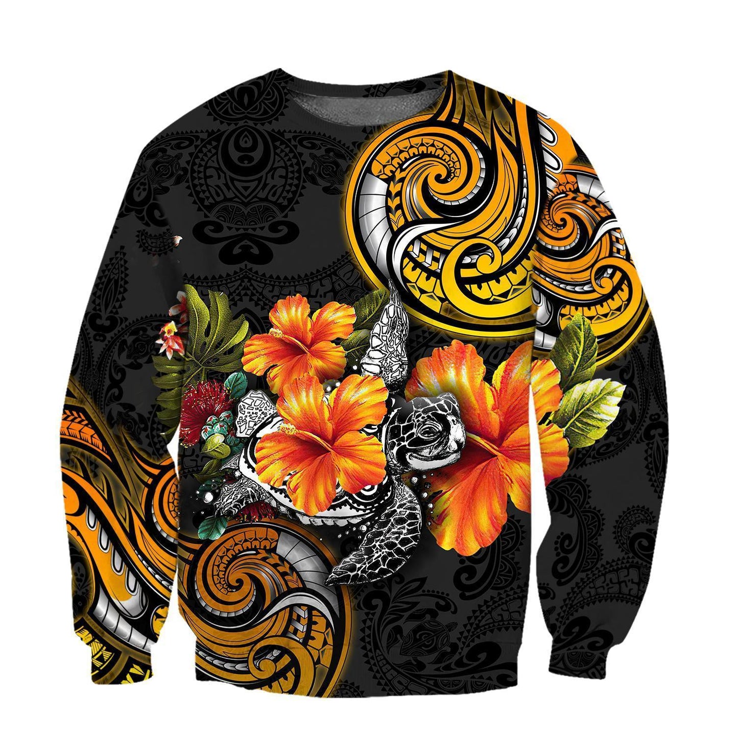 Amazing Polynesian Turtle Hibiscus Hoodie for Men and Women ML