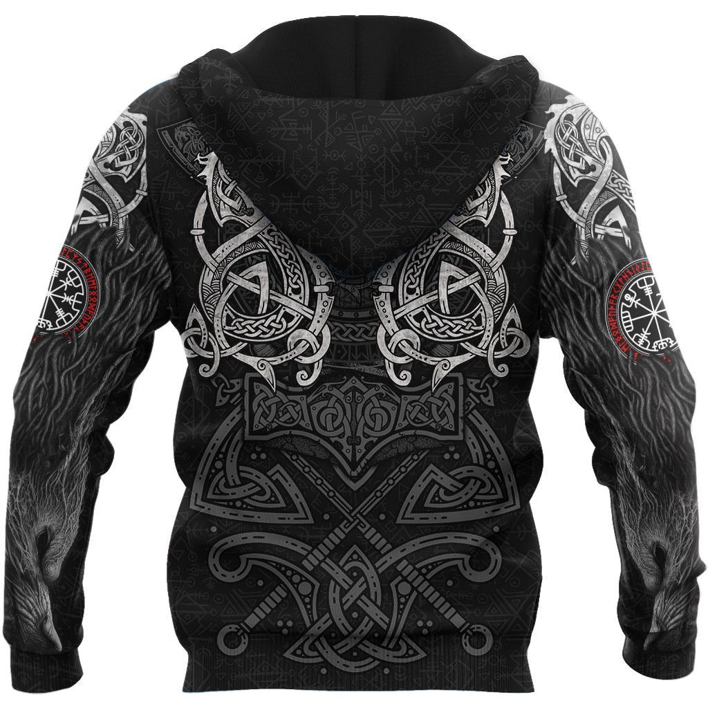 White Fenrir Viking Wolf Tattoo 3D Over Printed Hoodie for Men and Women-ML