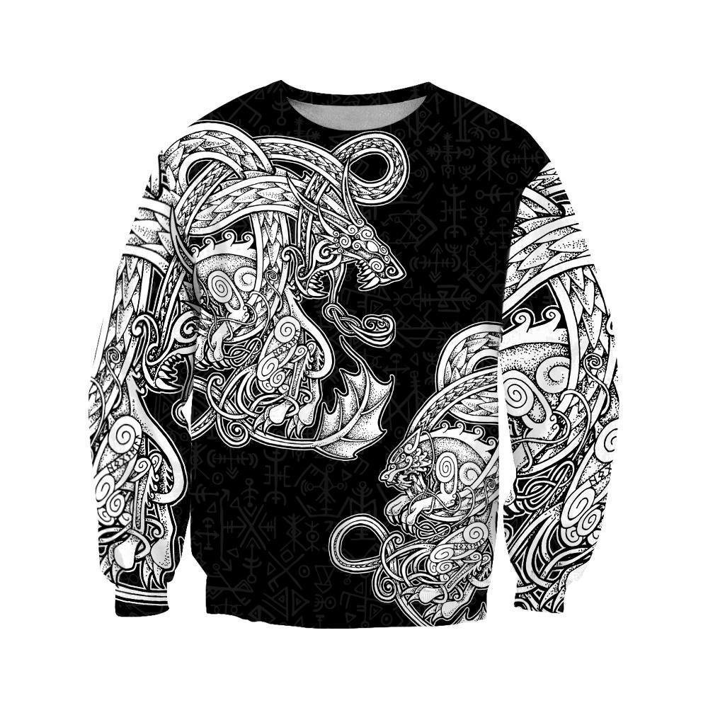 White Jormungandr and Fenrir Vikings 3D Over Printed Hoodie for Men and Women-ML