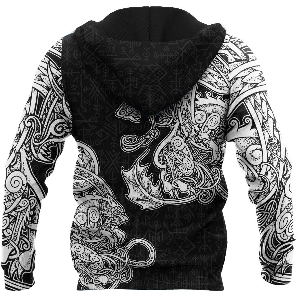 White Jormungandr and Fenrir Vikings 3D Over Printed Hoodie for Men and Women-ML