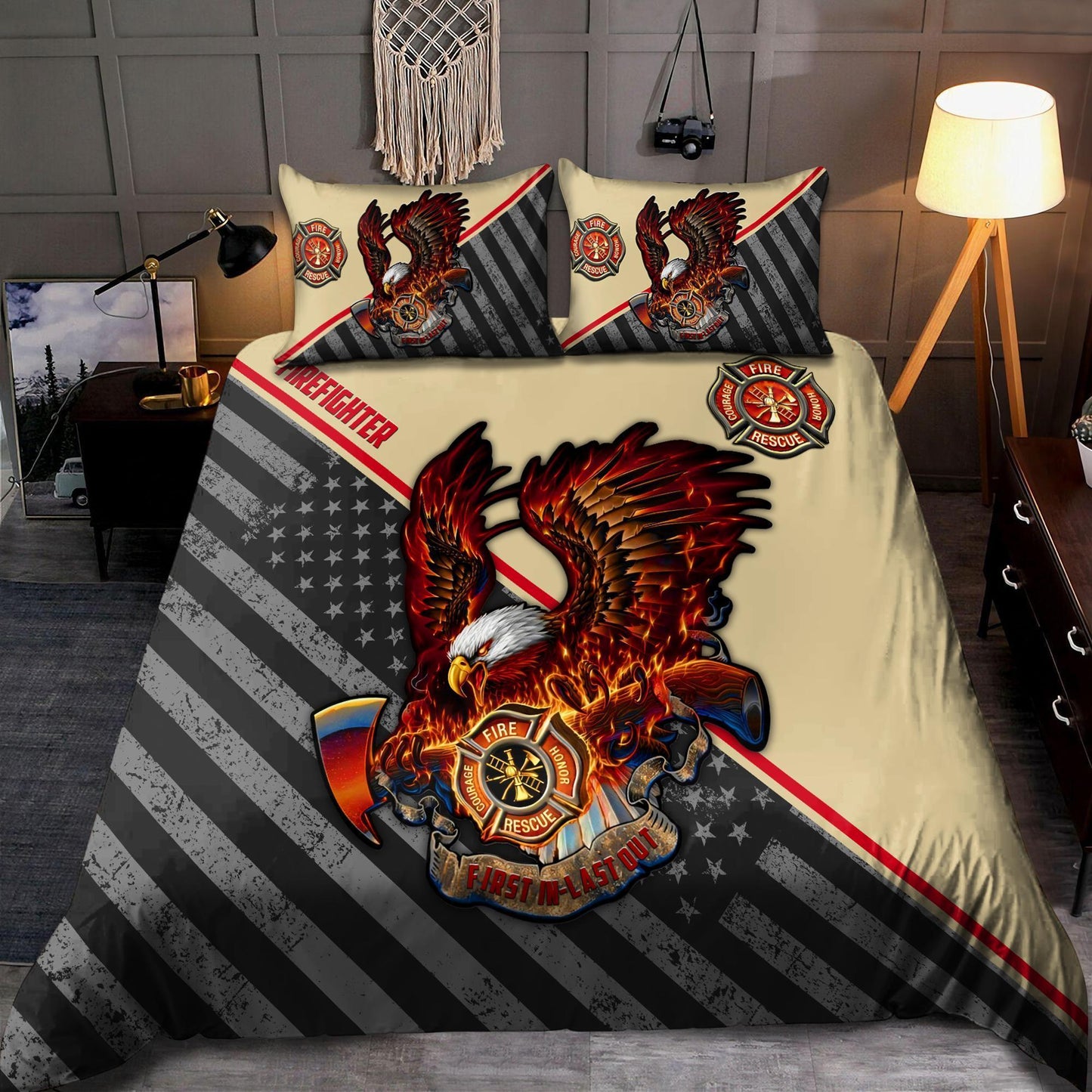 Firefighter US Eagle Bedding Set