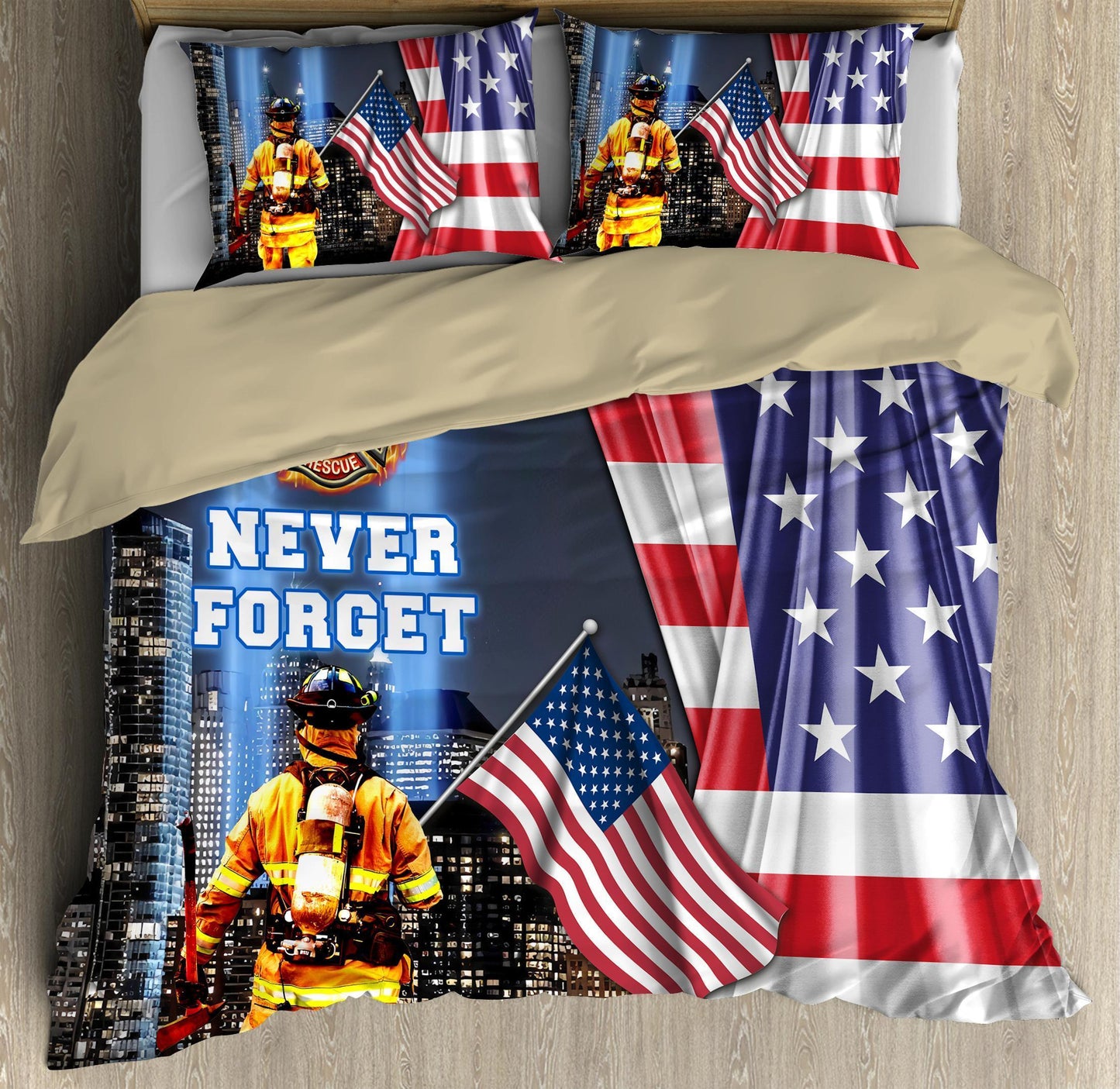 Firefighter Never Forget Bedding Set