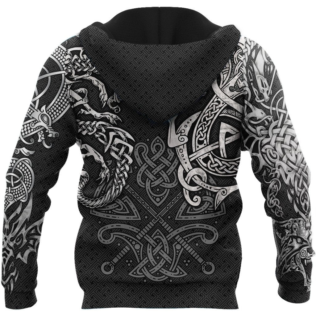 Viking Wolf And Dragon Tattoo 3D All Over Printed Unisex Hoodie-ML