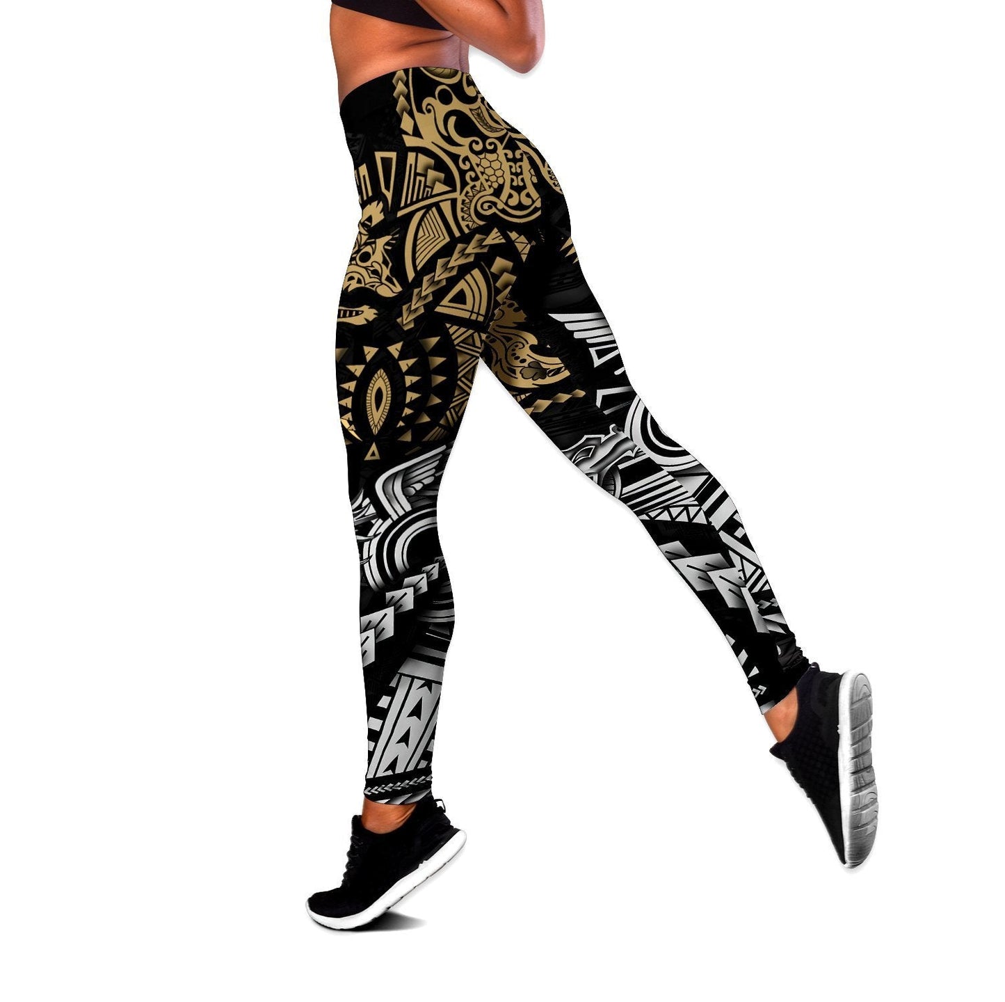 Amazing Polynesian Tattoo Gold Legging & Tank top ML