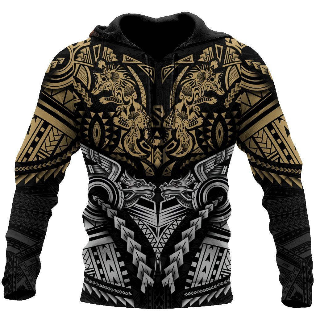 Amazing Polynesian Wolf Tattoo Unisex Hoodie ML