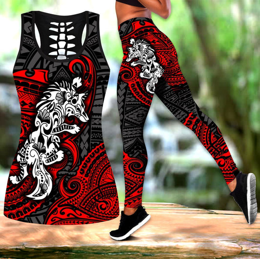 Amazing Polynesian Wolf Tattoo Legging & Tank top ML