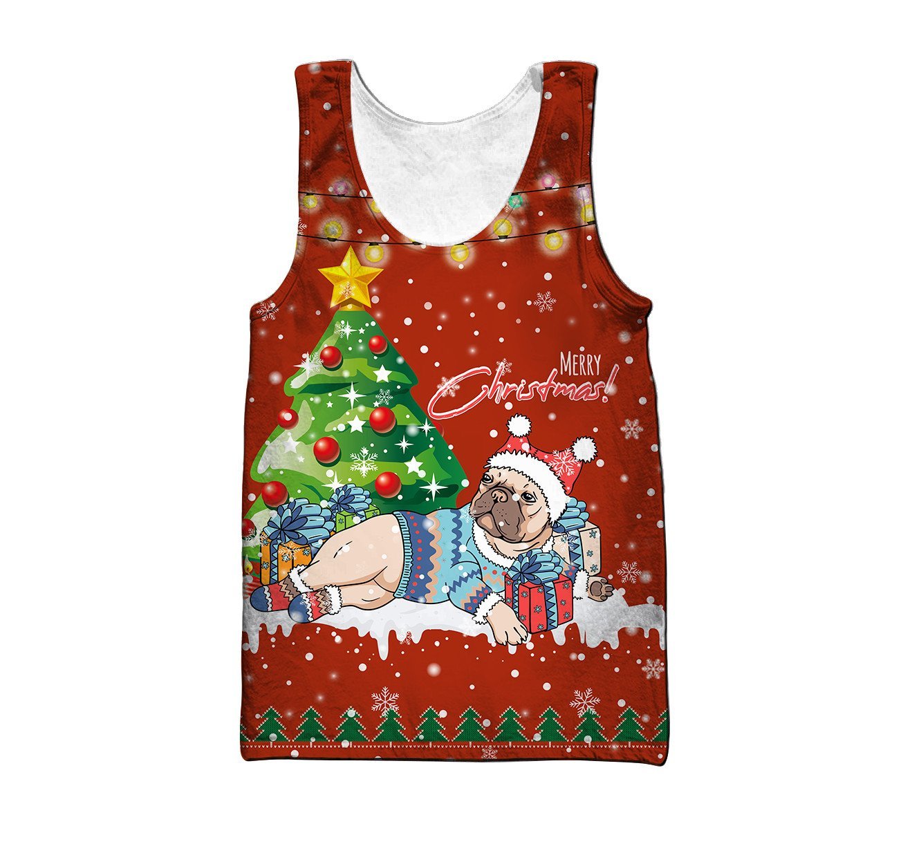 Bull dog chritmas 3D All Over Printed Unisex PL