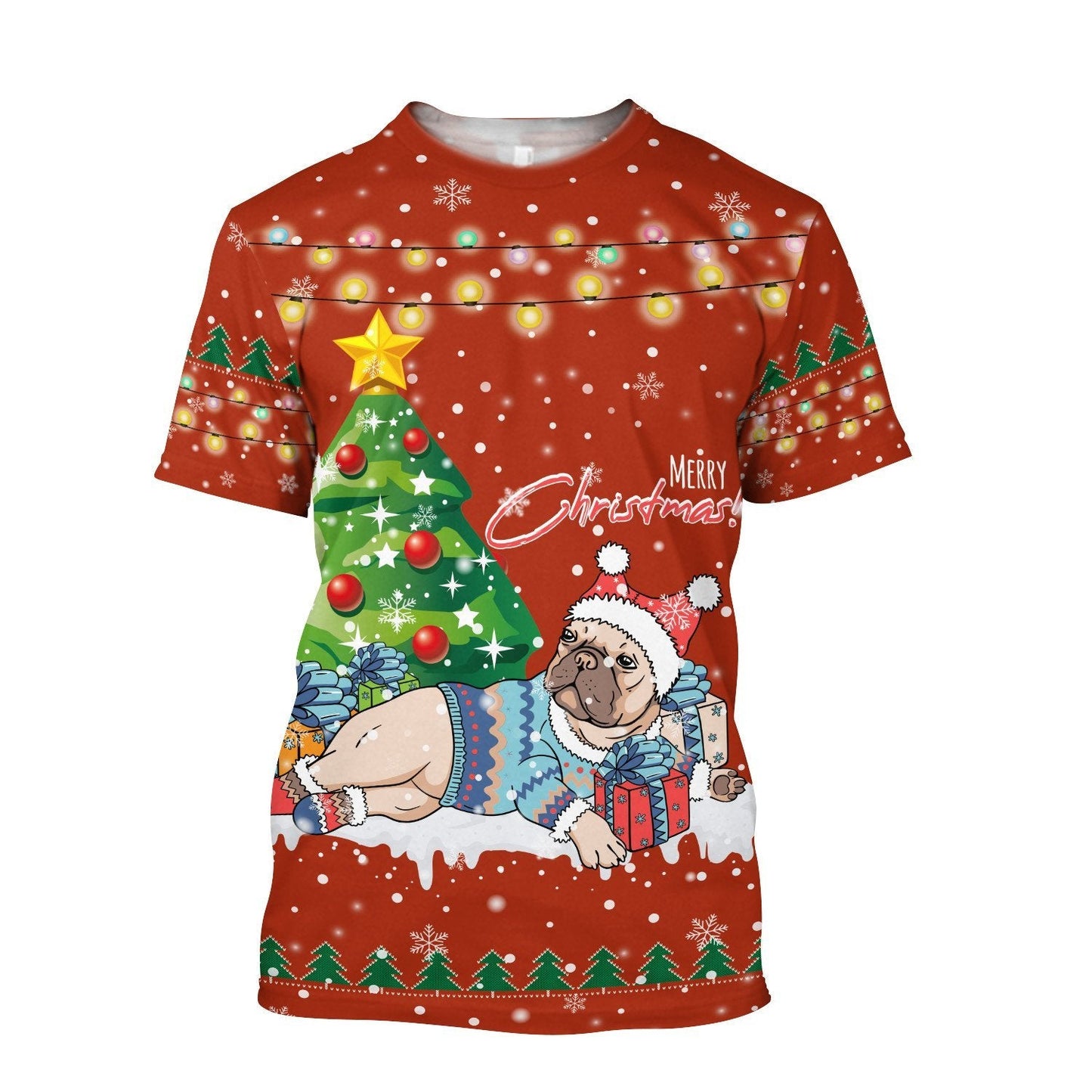 Bull dog chritmas 3D All Over Printed Unisex PL