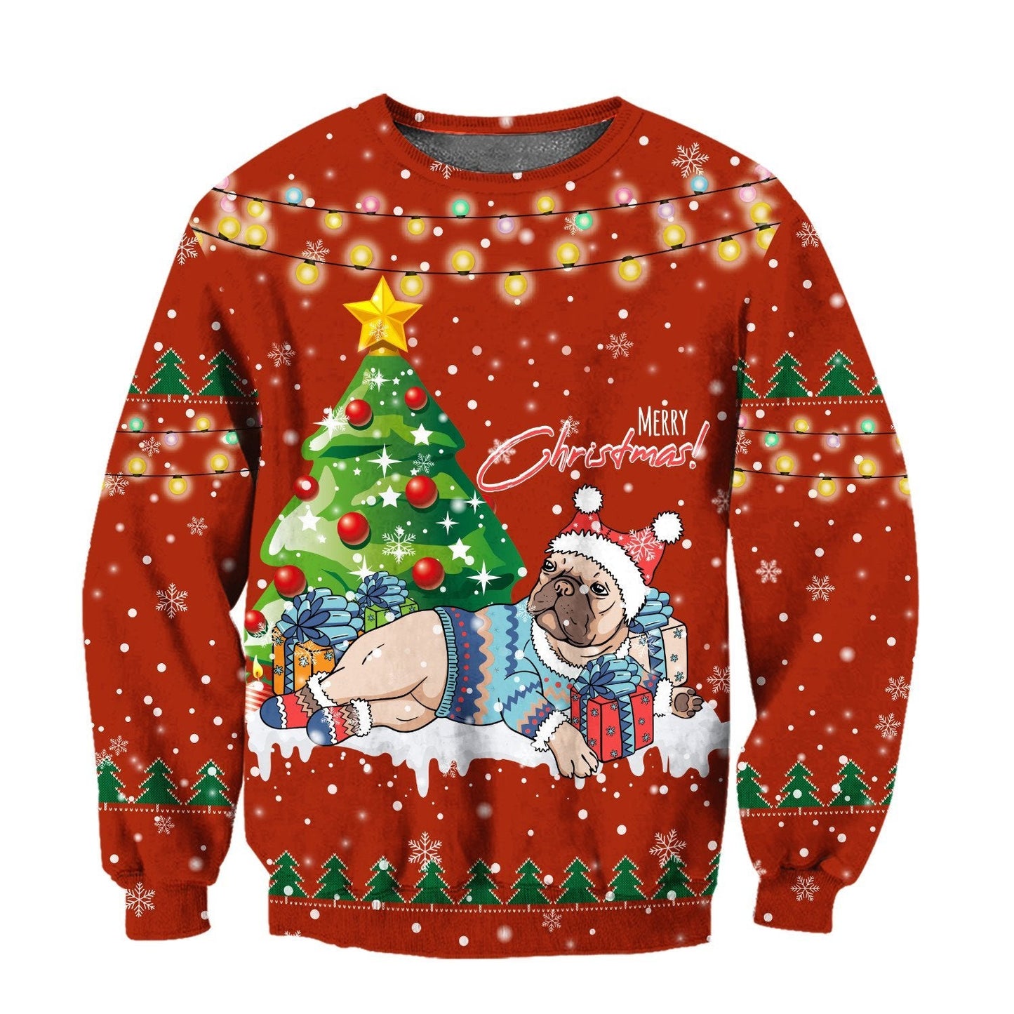 Bull dog chritmas 3D All Over Printed Unisex PL