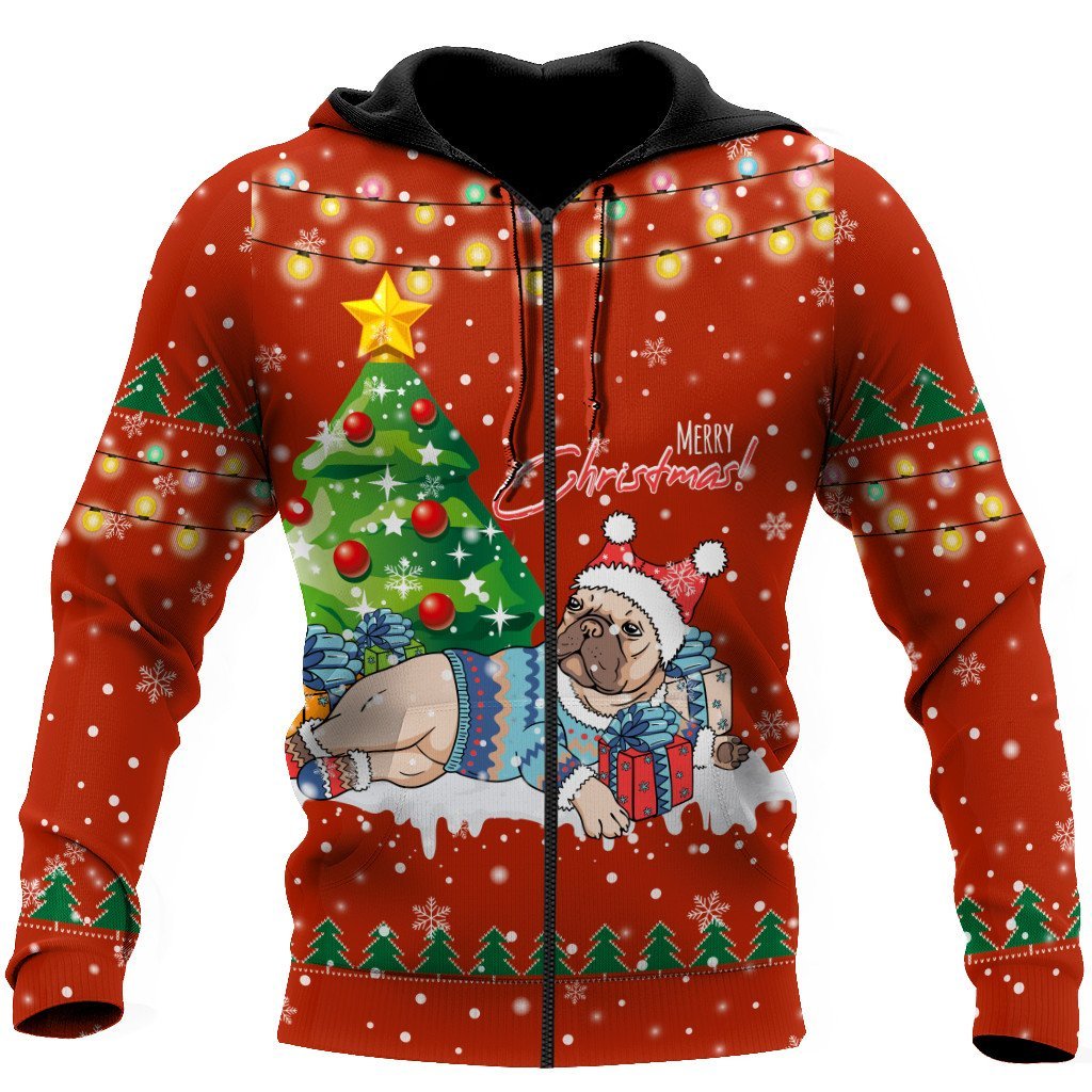 Bull dog chritmas 3D All Over Printed Unisex PL