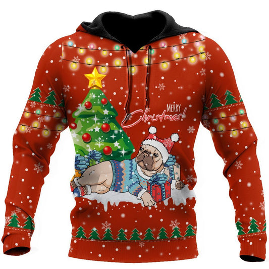 Bull dog chritmas 3D All Over Printed Unisex PL