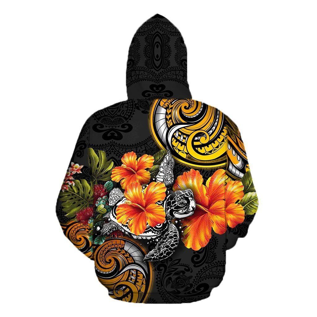 Amazing Polynesian Turtle Hibiscus Hoodie for Men and Women ML
