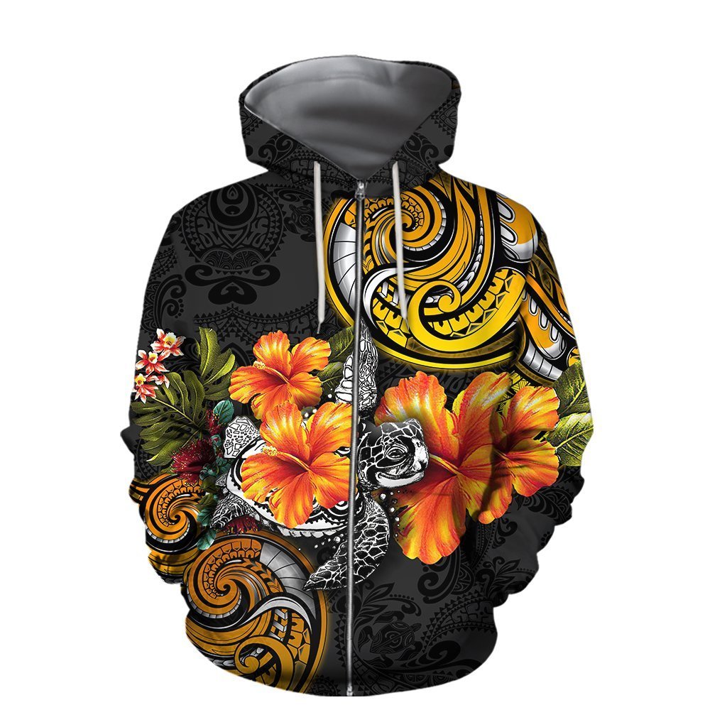 Amazing Polynesian Turtle Hibiscus Hoodie for Men and Women-ML