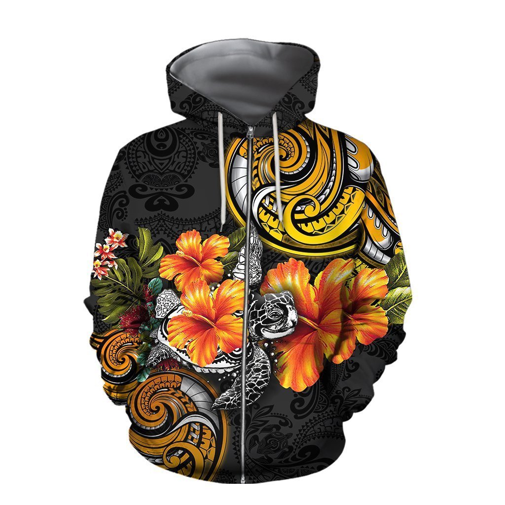 Amazing Polynesian Turtle Hibiscus Hoodie for Men and Women ML
