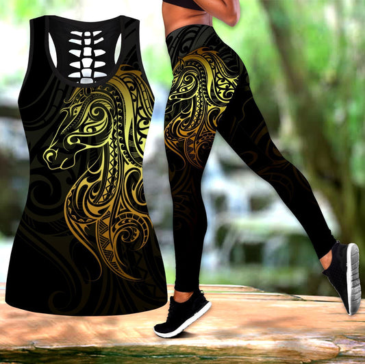 Amazing Polynesian Horse 3D Tattoo Legging & Tank top ML