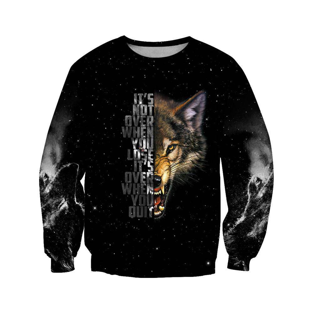Wolf Never Quit 3D All Over Printed Unisex Deluxe Hoodie ML