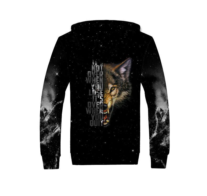 Wolf Never Quit 3D All Over Printed Unisex Deluxe Hoodie ML