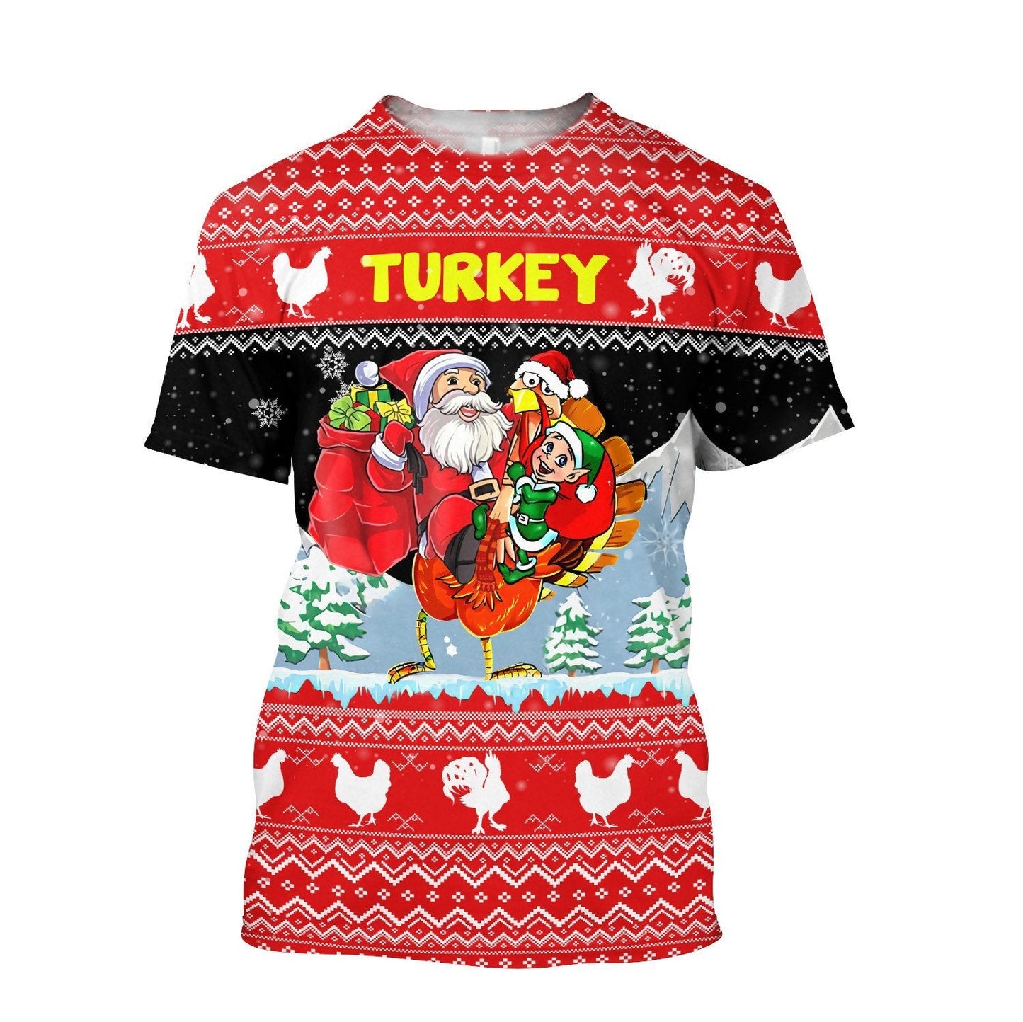 Xmas Turkey All Over Printed Unisex Deluxe Hoodie ML
