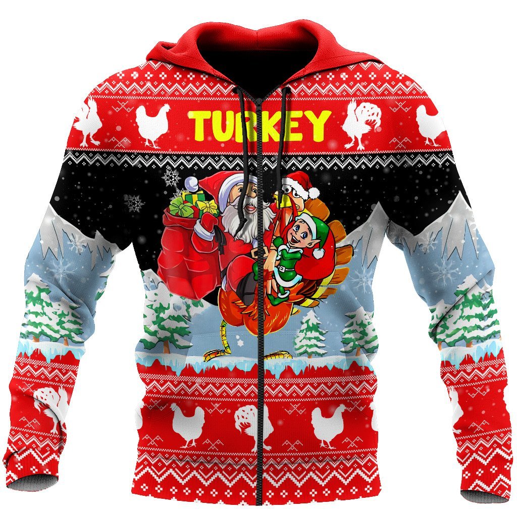 Xmas Turkey All Over Printed Unisex Deluxe Hoodie ML