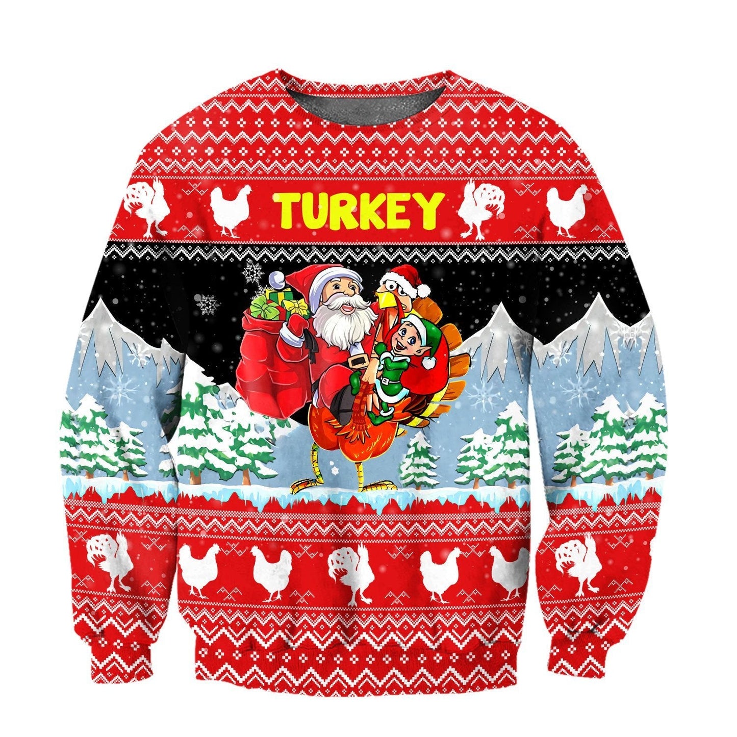 Xmas Turkey All Over Printed Unisex Deluxe Hoodie ML