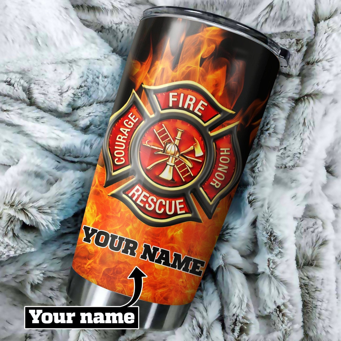 Brave Firefighter Customize Name Stainless Steel Tumbler