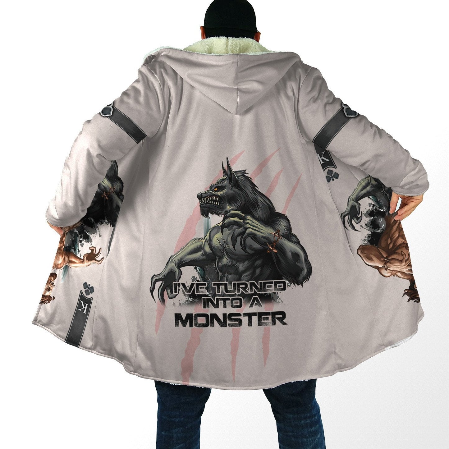 Wolf Ace Card 3D Over Printed Unisex Deluxe Hoodie Cloak ML