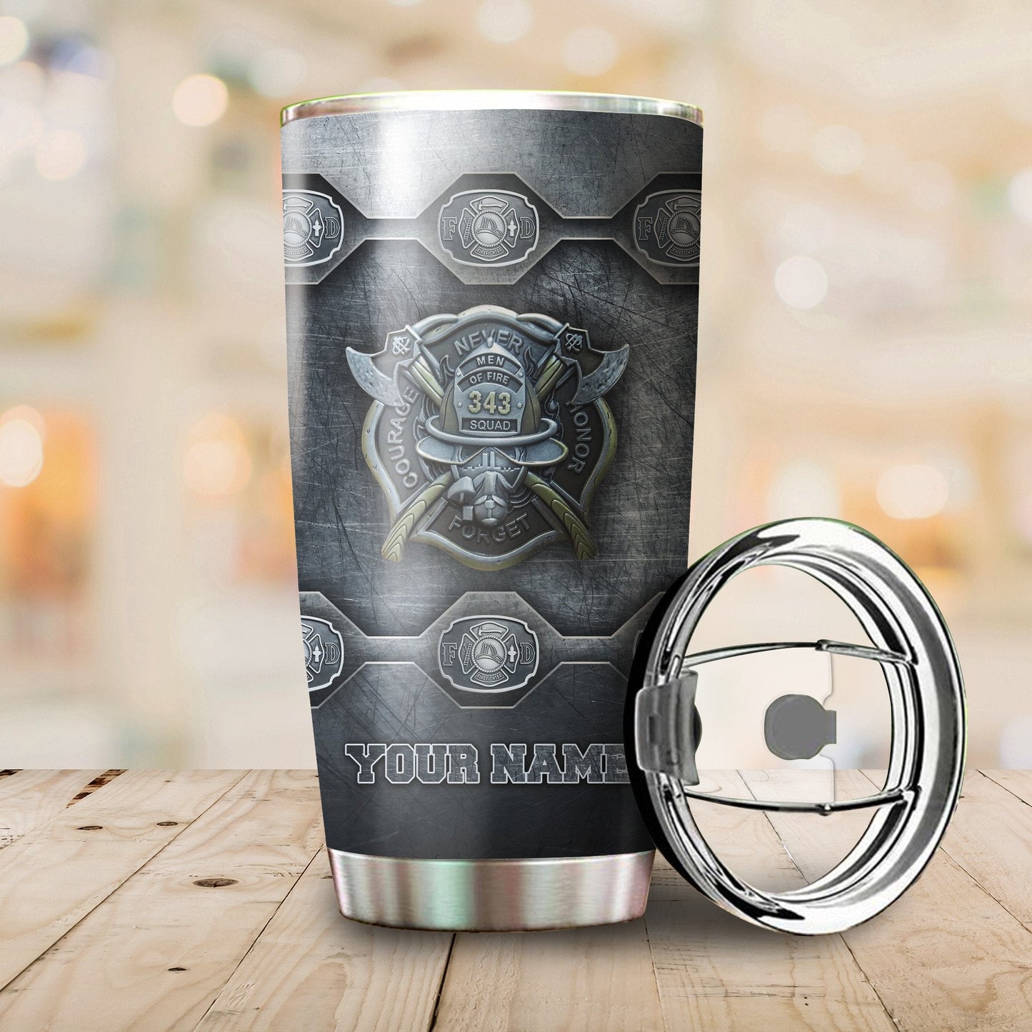 Firefighter Warriors 343 Customize Name Stainless Steel Tumbler