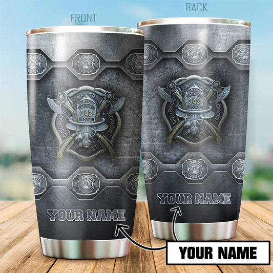 Firefighter Warriors 343 Customize Name Stainless Steel Tumbler