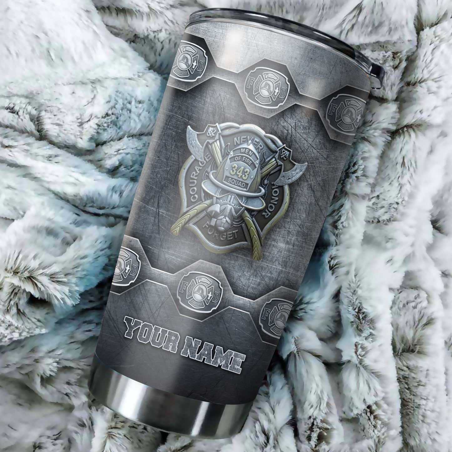 Firefighter Warriors 343 Customize Name Stainless Steel Tumbler