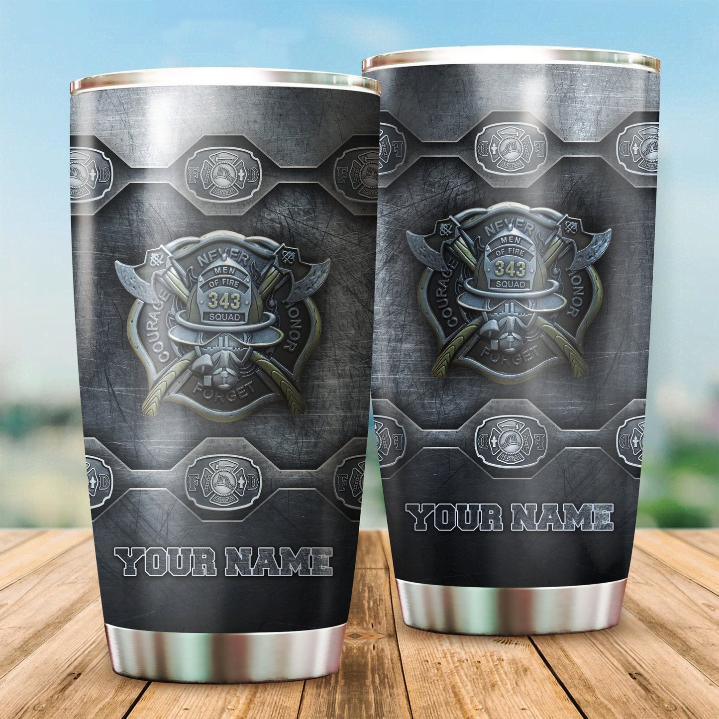 Firefighter Warriors 343 Customize Name Stainless Steel Tumbler