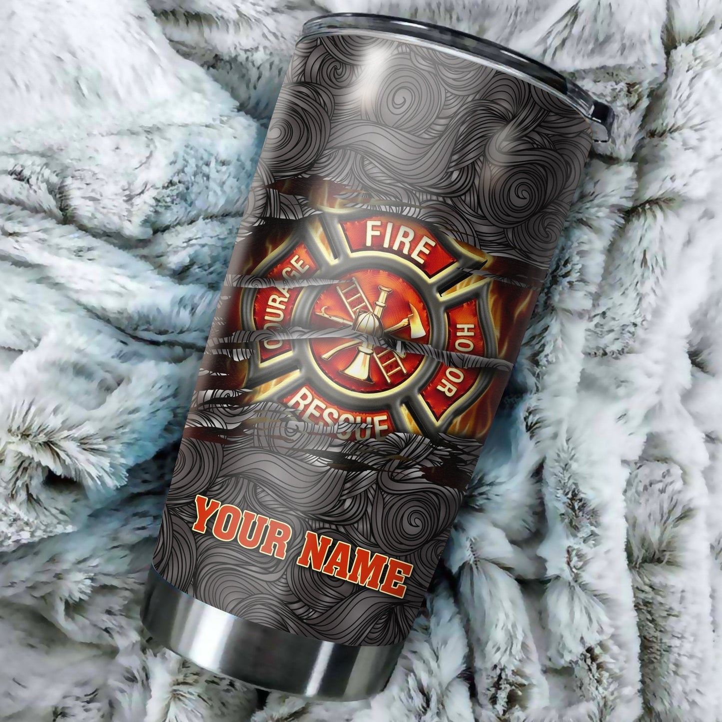 Firefighter Symbol Customize Name Stainless Steel Tumbler