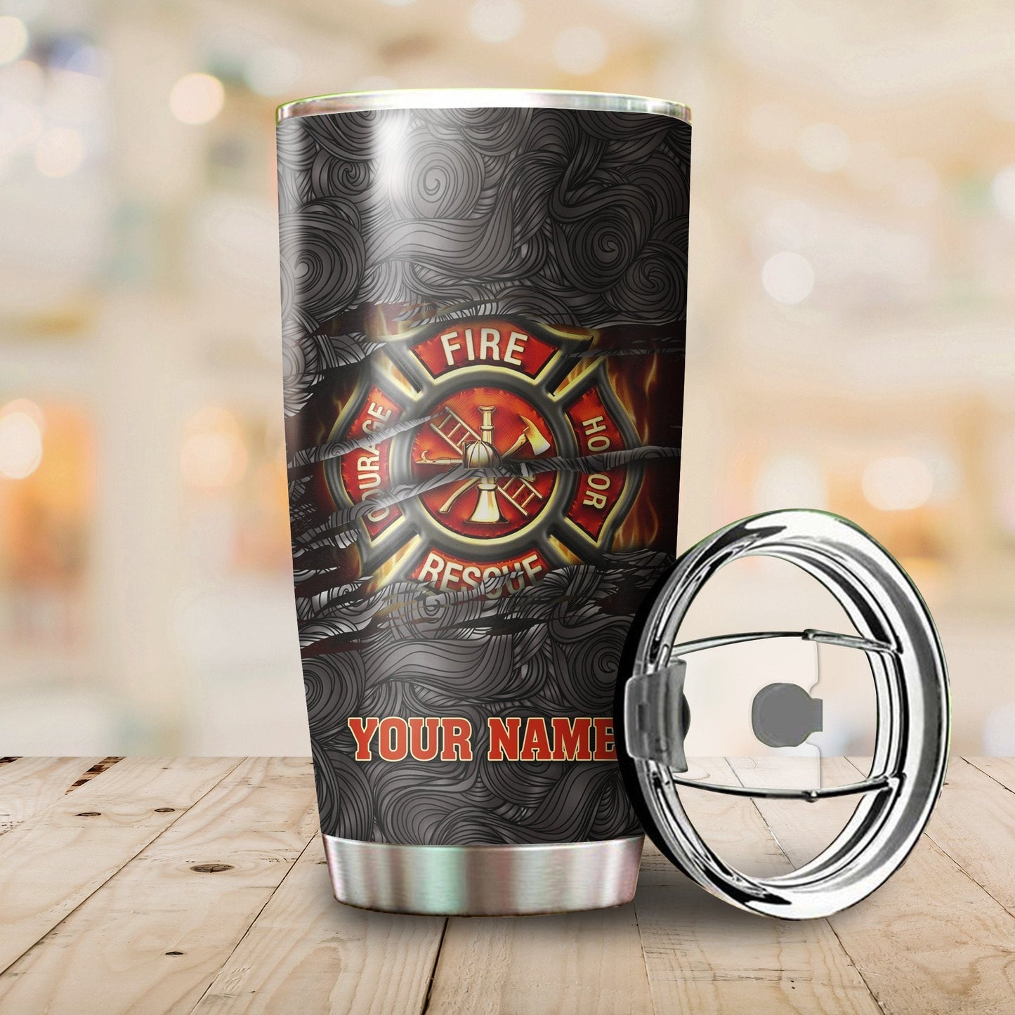 Firefighter Symbol Customize Name Stainless Steel Tumbler