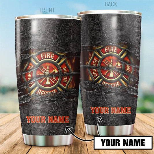 Firefighter Symbol Customize Name Stainless Steel Tumbler