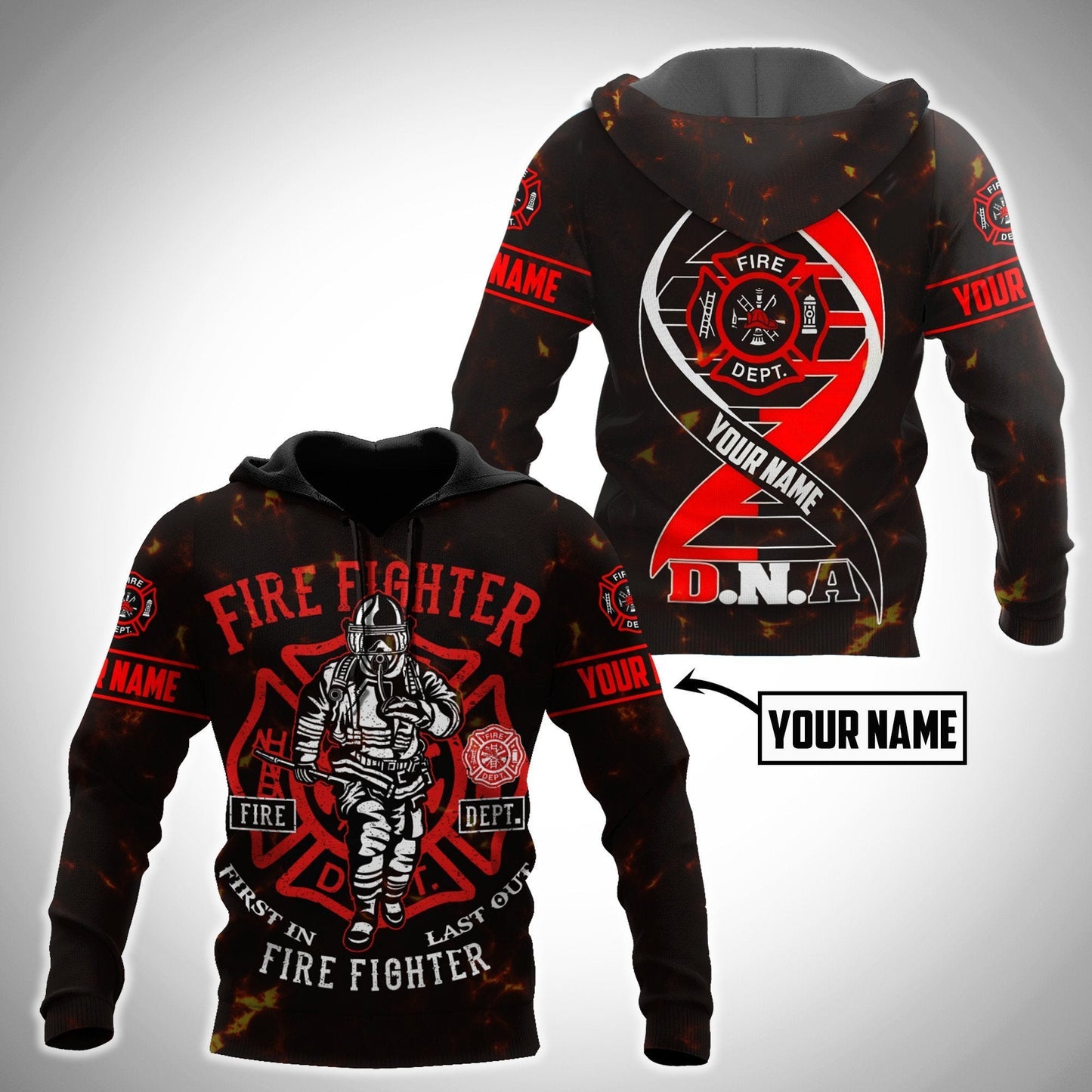 Customize Name Firefighter 3D All Over Printed Unisex Shirts