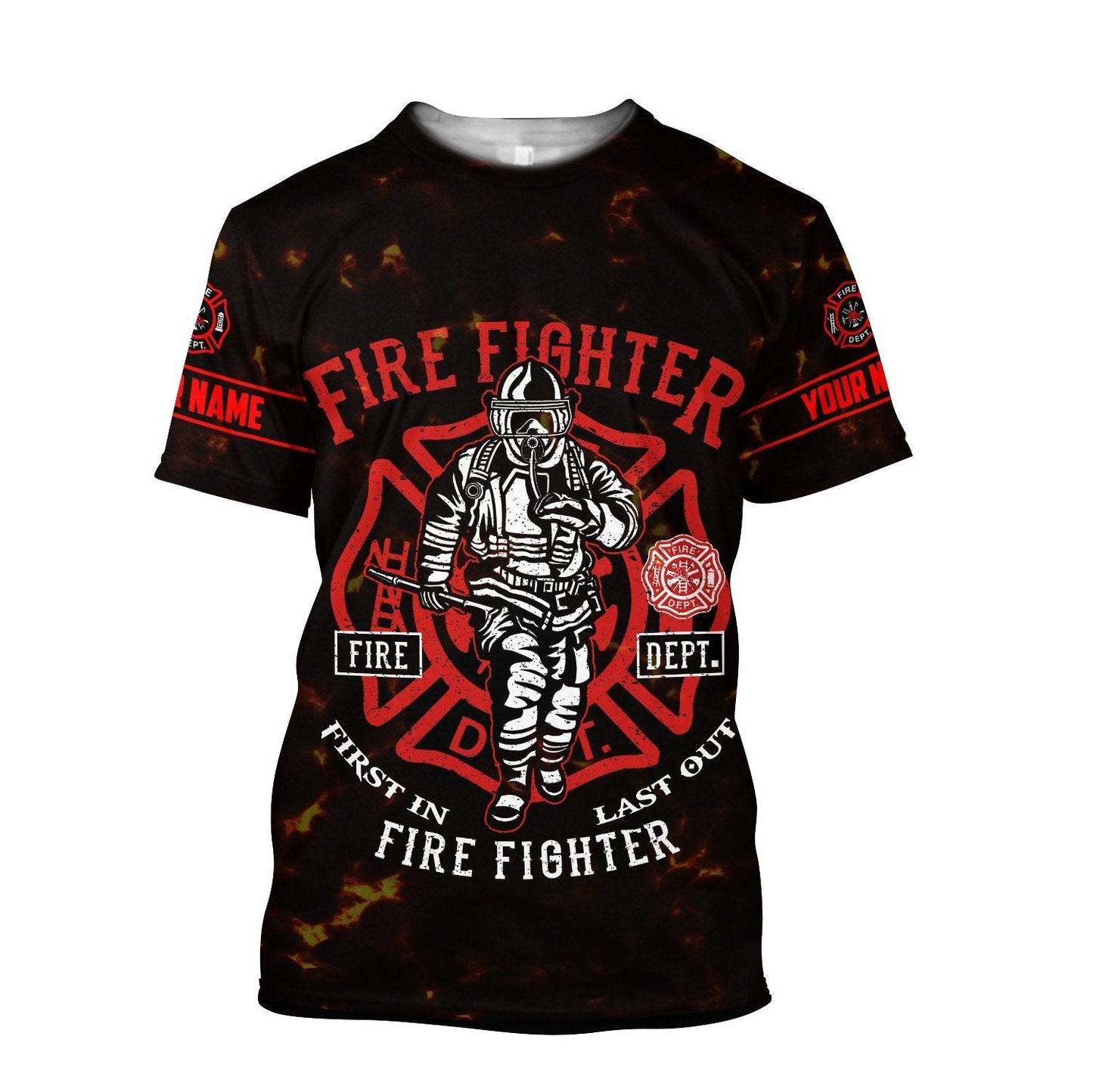 Customize Name Firefighter 3D All Over Printed Unisex Shirts