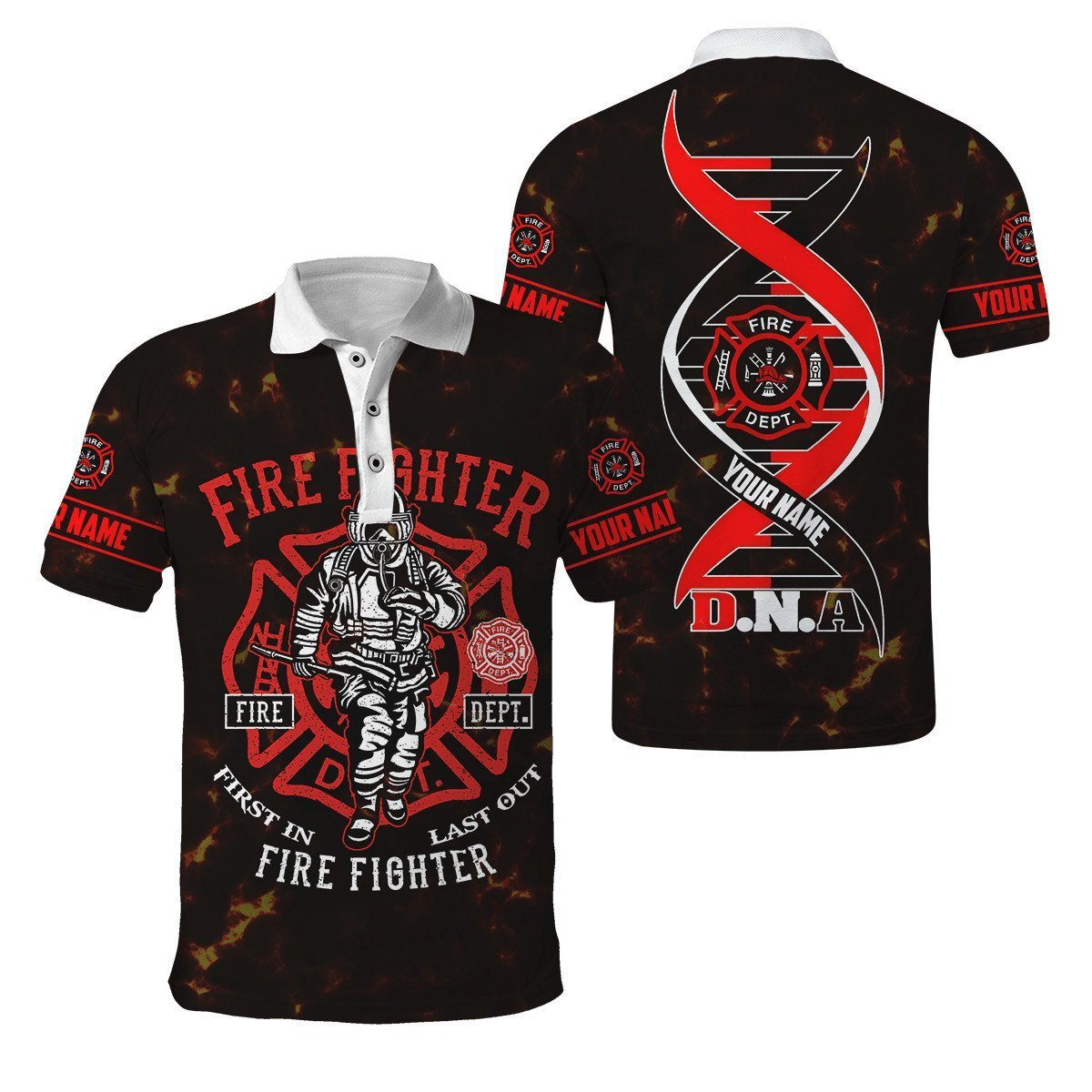 Customize Name Firefighter 3D All Over Printed Unisex Shirts