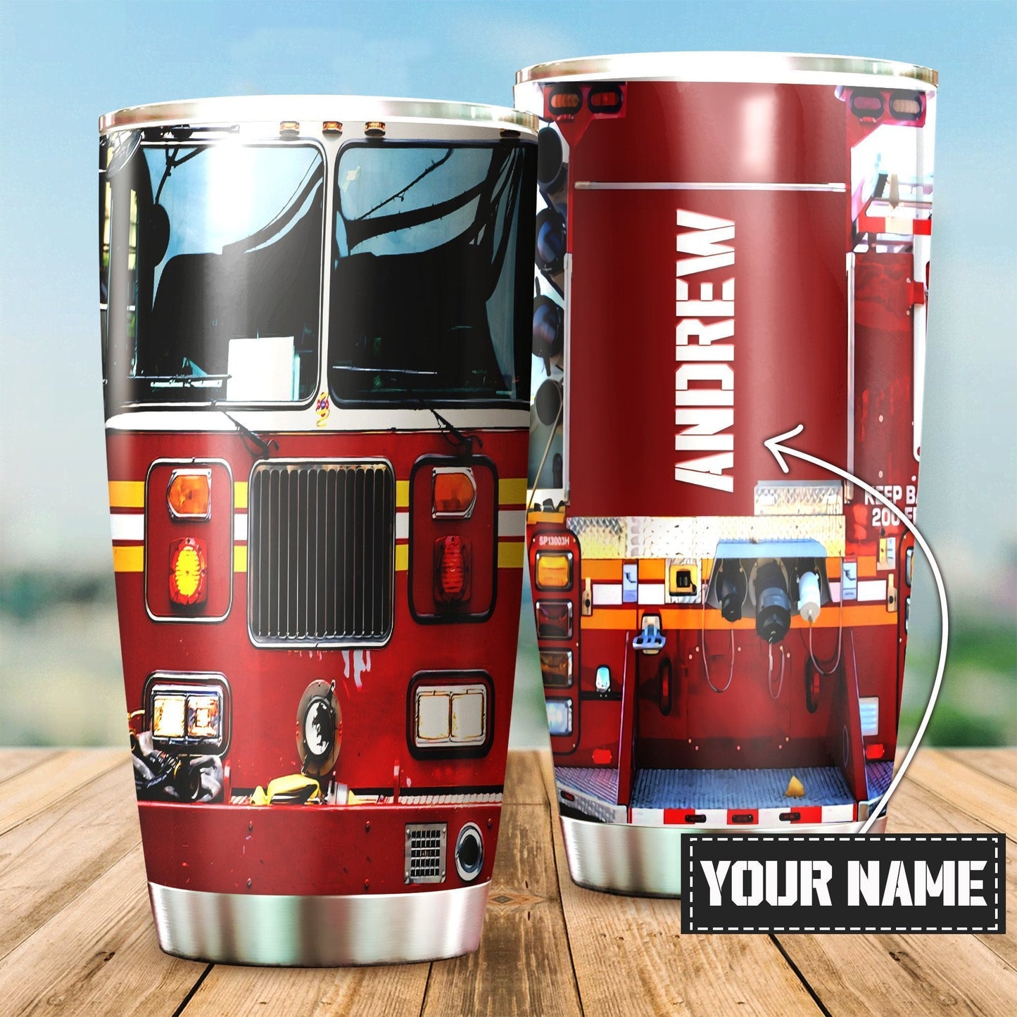 Customize Name Firefighter Steel Tumbler