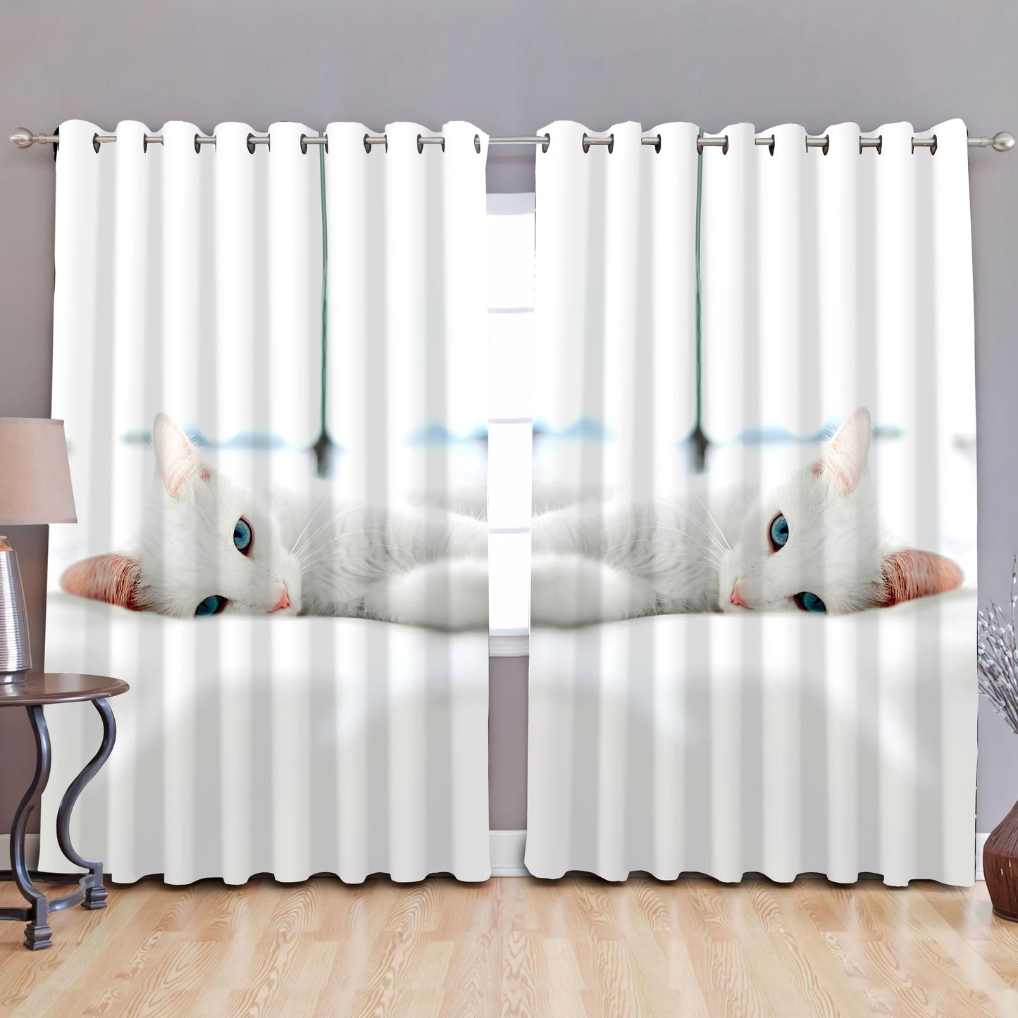 White Cat Window Curtains MH04012001