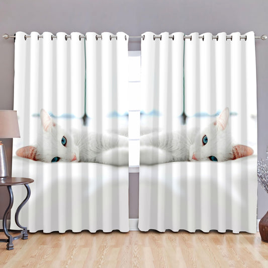 White Cat Window Curtains MH04012001