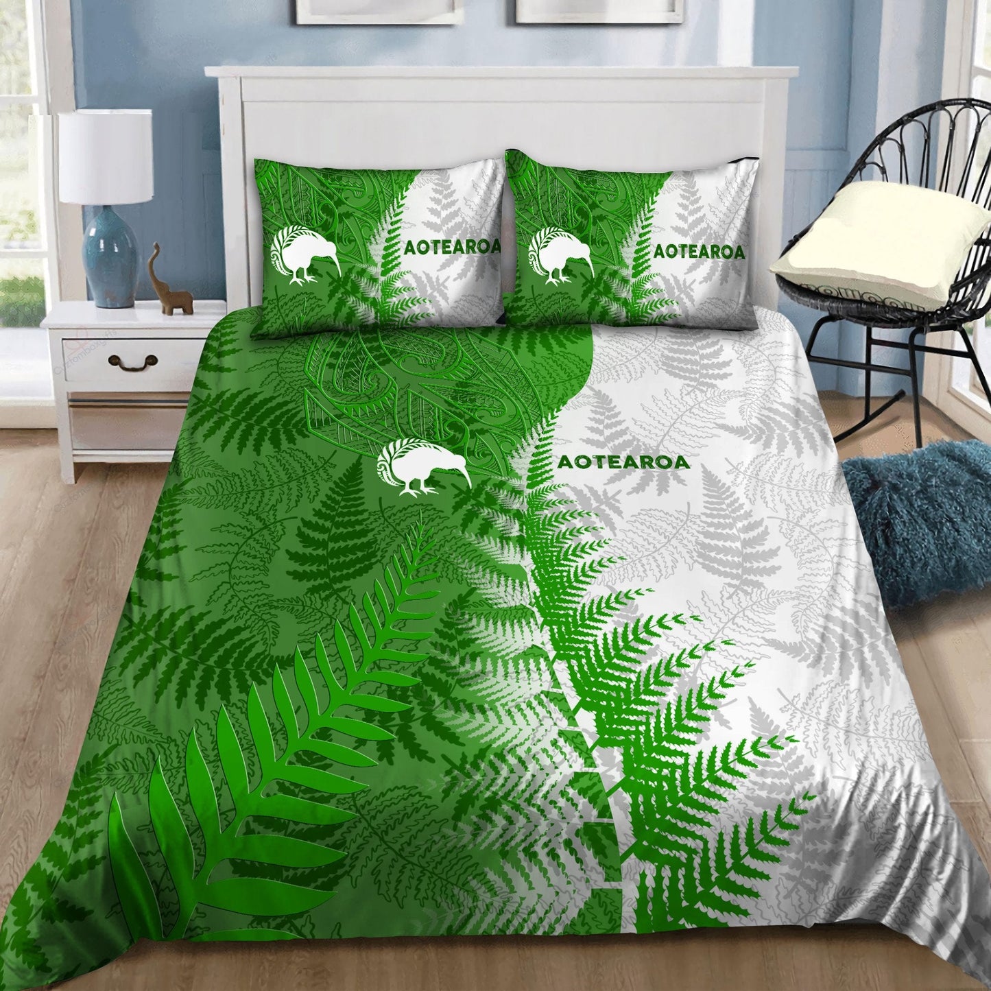 Aotearoa New Zealand Silver Fern Kiwi Classic 3D Bedding Set