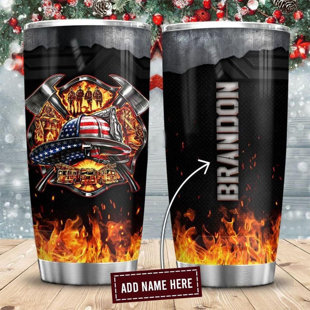 Personalized Firefighter Customize Name Stainless Steel Tumbler