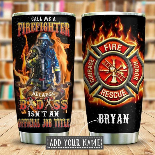 Personalized Firefighter Customize Name Stainless Steel Tumbler