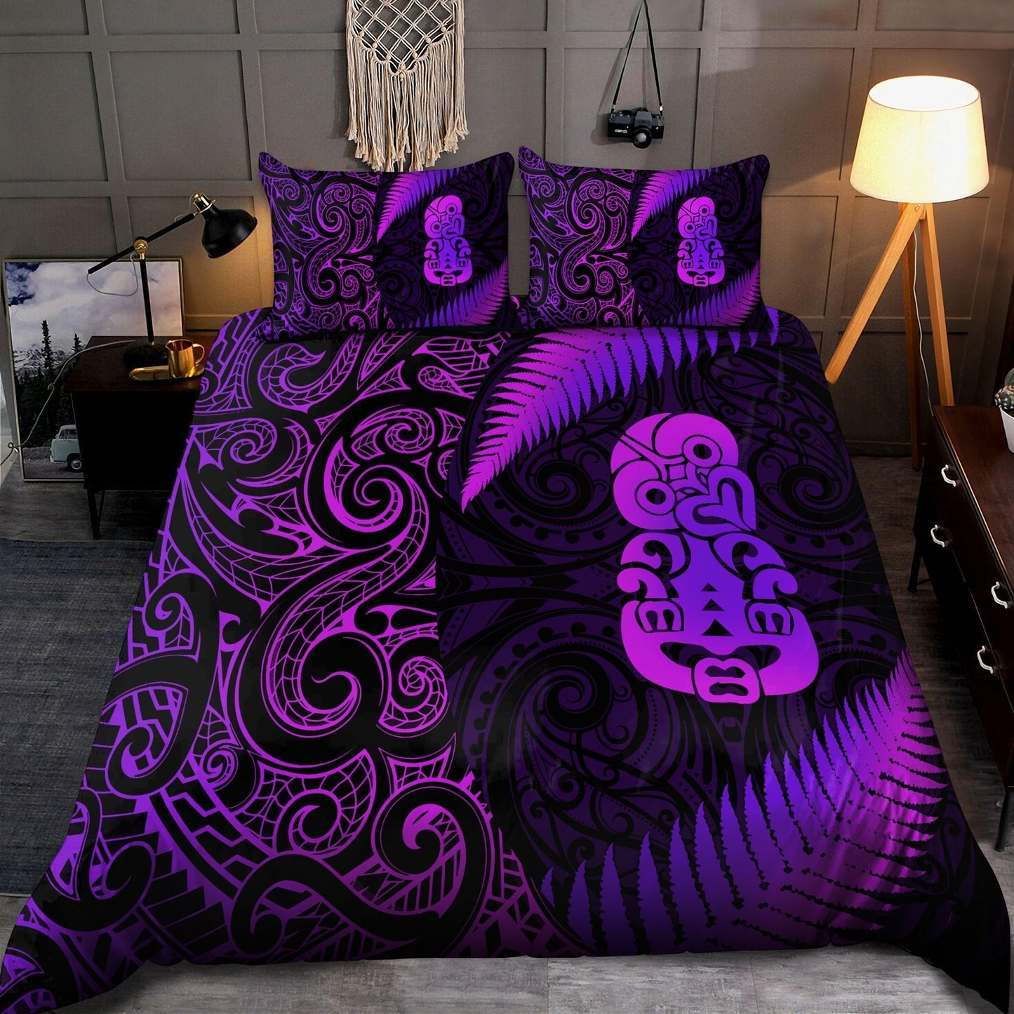 Aotearoa Bedding Set Manaia Silver Fern Purple ML