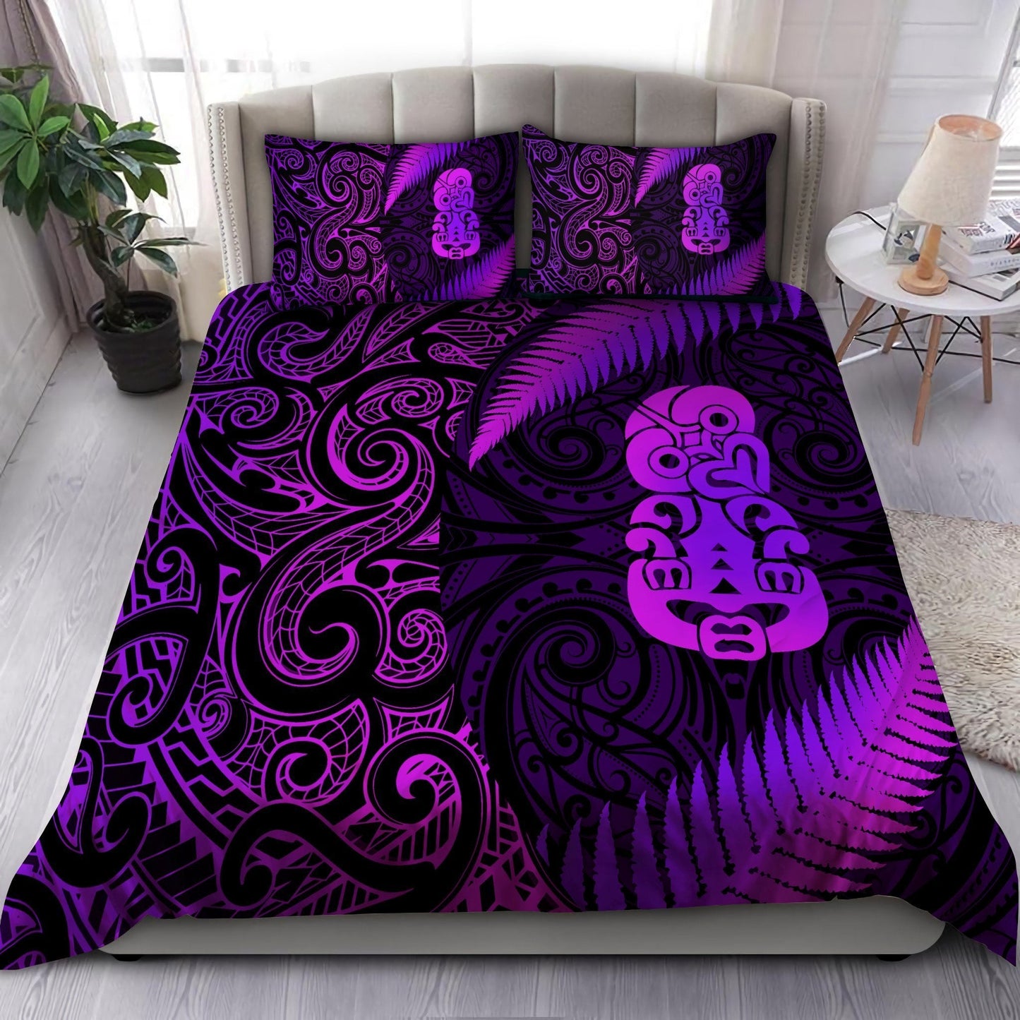 Aotearoa Bedding Set Manaia Silver Fern Purple ML